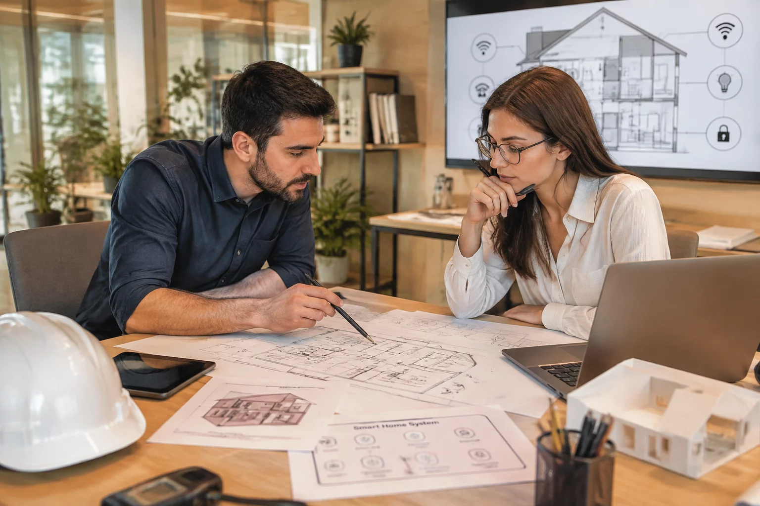 Engineering team in modern office studio